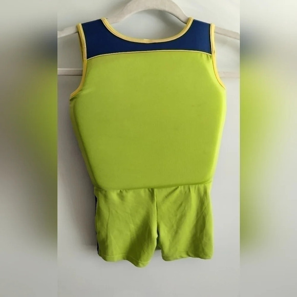 Learn how to Swim  body-suite Lime green with Blue trim Unisex - Picture 3 of 7